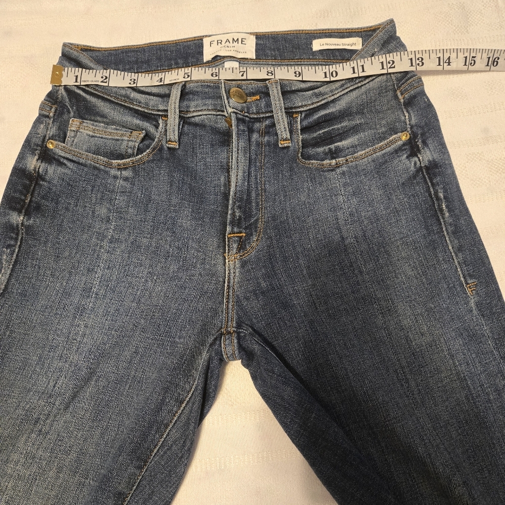 Frame Denim Le Nouveau Straight Jeans Sheffield Color Blue Size 24 - Picture 7 of 14